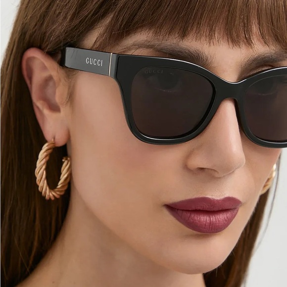 NEW AUTHENTIC GUCCI BLACK SUNGLASSES GUCCI CAT EYE WOMEN SUNGLASSES - Picture 1 of 5